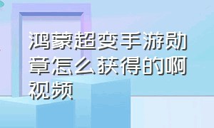 鸿蒙超变手游勋章怎么获得的啊视频