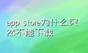 app store为什么突然不能下载