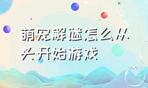 萌宠解谜怎么从头开始游戏