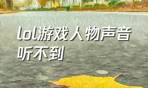 lol游戏人物声音听不到