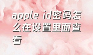 apple id密码怎么在设置里面查看