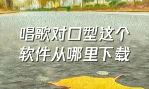 唱歌对口型这个软件从哪里下载