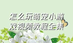 怎么玩萌宠小游戏视频教程全集