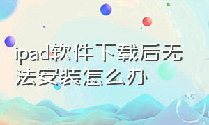 ipad软件下载后无法安装怎么办