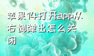 苹果14打开app从右侧弹出怎么关闭