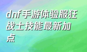 dnf手游体验服狂战士技能最新加点