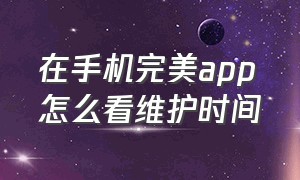 在手机完美app怎么看维护时间