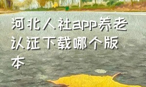 河北人社app养老认证下载哪个版本