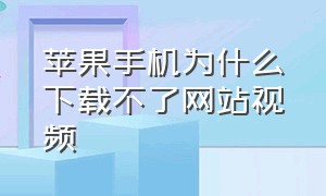 苹果手机为什么下载不了网站视频