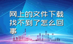 网上的文件下载找不到了怎么回事