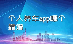 个人养车app哪个靠谱