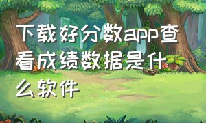 下载好分数app查看成绩数据是什么软件