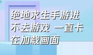 绝地求生手游进不去游戏 一直卡在加载画面