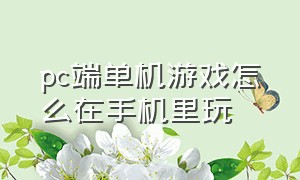 pc端单机游戏怎么在手机里玩