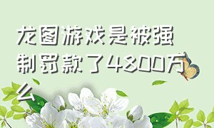 龙图游戏是被强制罚款了4800万么