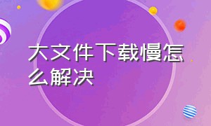 大文件下载慢怎么解决