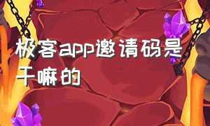 极客app邀请码是干嘛的