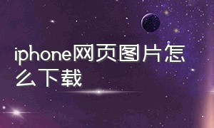 iphone网页图片怎么下载