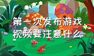 第一次发布游戏视频要注意什么