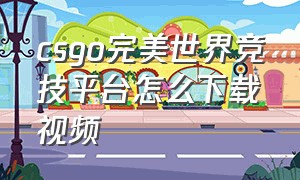 csgo完美世界竞技平台怎么下载视频