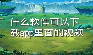 什么软件可以下载app里面的视频