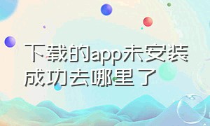 下载的app未安装成功去哪里了