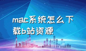 mac系统怎么下载b站资源