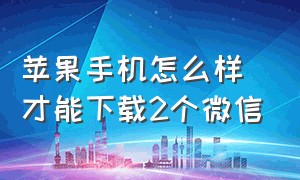 苹果手机怎么样才能下载2个微信