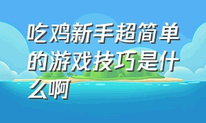 吃鸡新手超简单的游戏技巧是什么啊