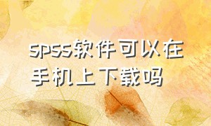 spss软件可以在手机上下载吗