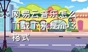 网易云音乐怎么下载下来是mp3格式