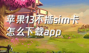 苹果13不插sim卡怎么下载app