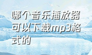 哪个音乐播放器可以下载mp3格式的