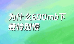 为什么600mb下载特别慢