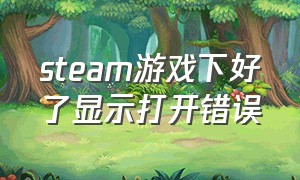 steam游戏下好了显示打开错误