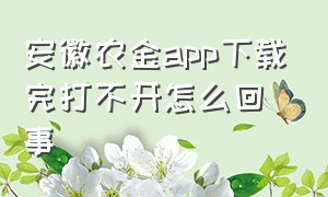 安徽农金app下载完打不开怎么回事