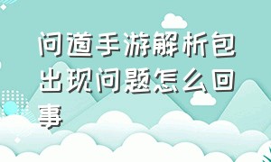 问道手游解析包出现问题怎么回事