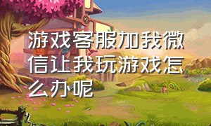 游戏客服加我微信让我玩游戏怎么办呢