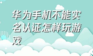 华为手机不能实名认证怎样玩游戏