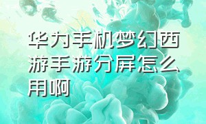 华为手机梦幻西游手游分屏怎么用啊