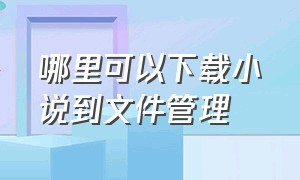 哪里可以下载小说到文件管理