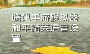 腾讯手游模拟器和平精英语音设置