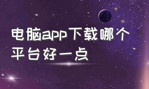 电脑app下载哪个平台好一点