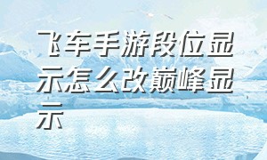 飞车手游段位显示怎么改巅峰显示