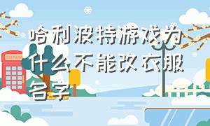 哈利波特游戏为什么不能改衣服名字