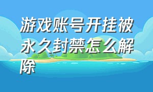 游戏账号开挂被永久封禁怎么解除