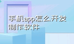 手机app怎么开发制作软件