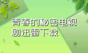 青春的秘密电视剧迅雷下载