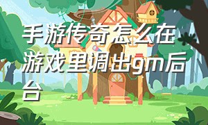 手游传奇怎么在游戏里调出gm后台