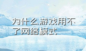 为什么游戏用不了网络模式